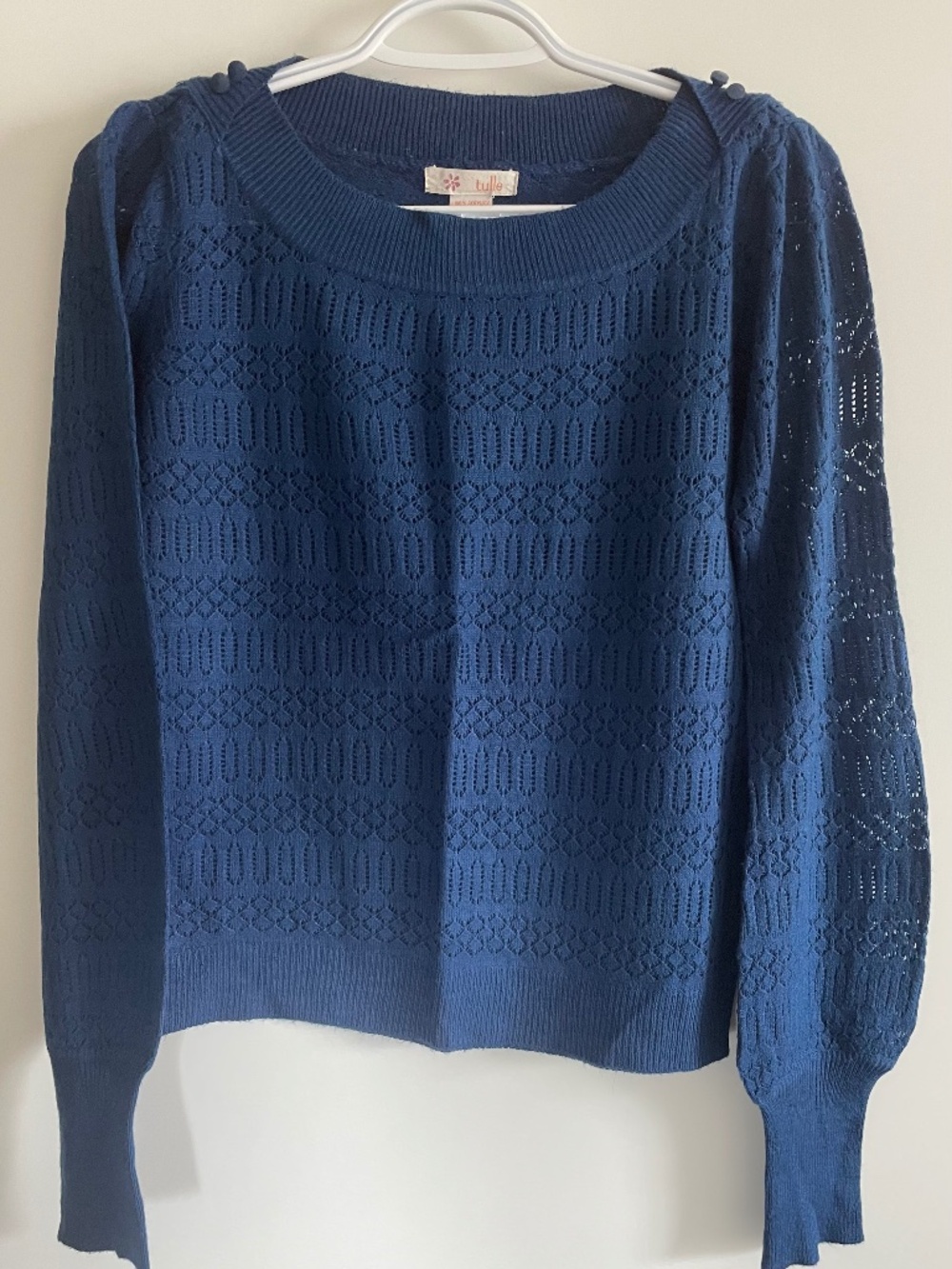 Tulle Lacy Navy Blue Knit Sweater